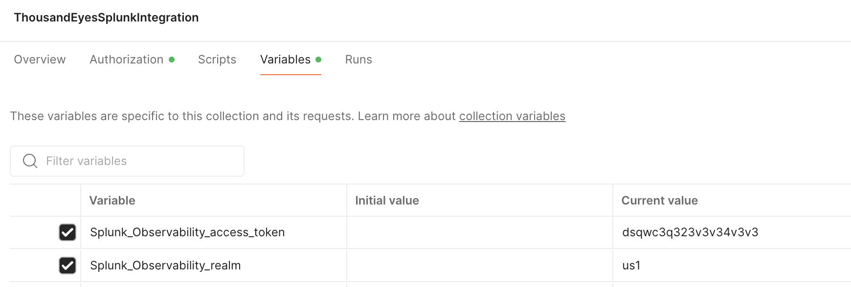 splunk observability variables