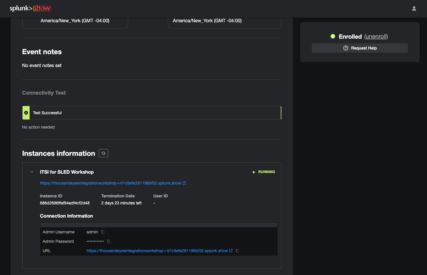 Splunk instance info