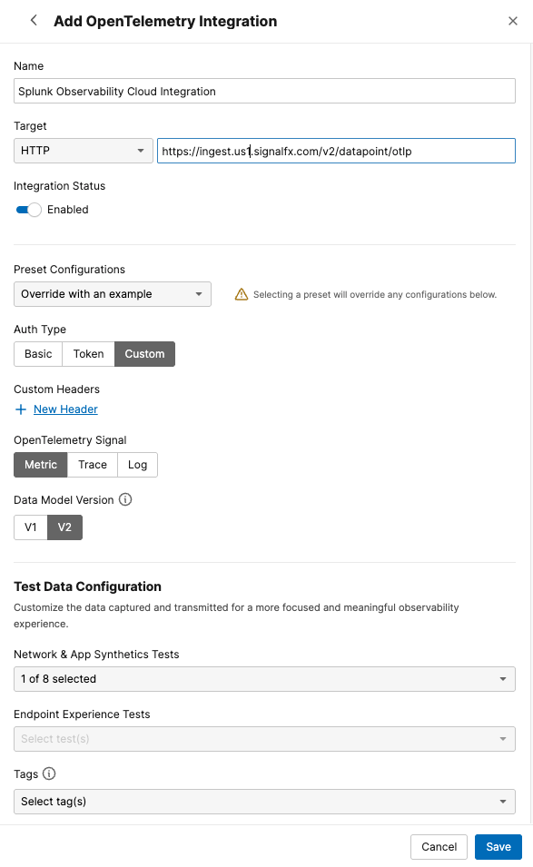 Create OpenTelemetry metric integration